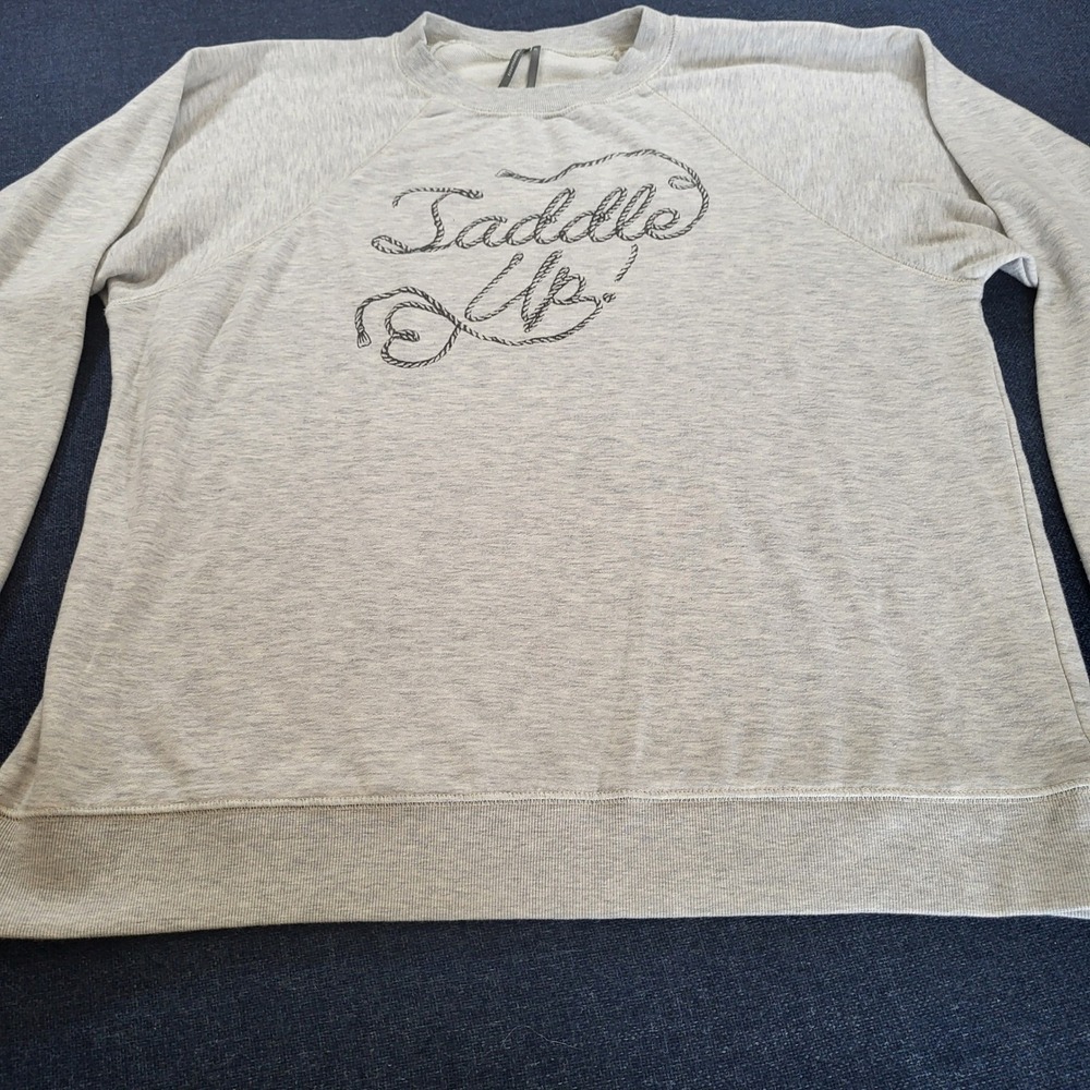 Anthropologie Light Grey Sweatshirt Saddle Up Rope Graphic Crewneck XL - Picture 5 of 10